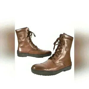 TOD'S  Brown Calfskin Leather Winter Ankle Hiking Gommino Boot 9.5US Italy